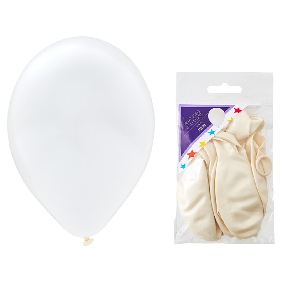 Tesco Pearlised Balloons Cream 10 Pack
