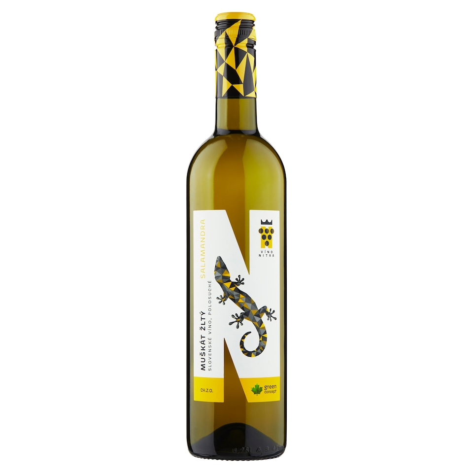 Víno Nitra Salamandra Muskat Blanc Slovak White Semi-Dry Wine 0.75 L
