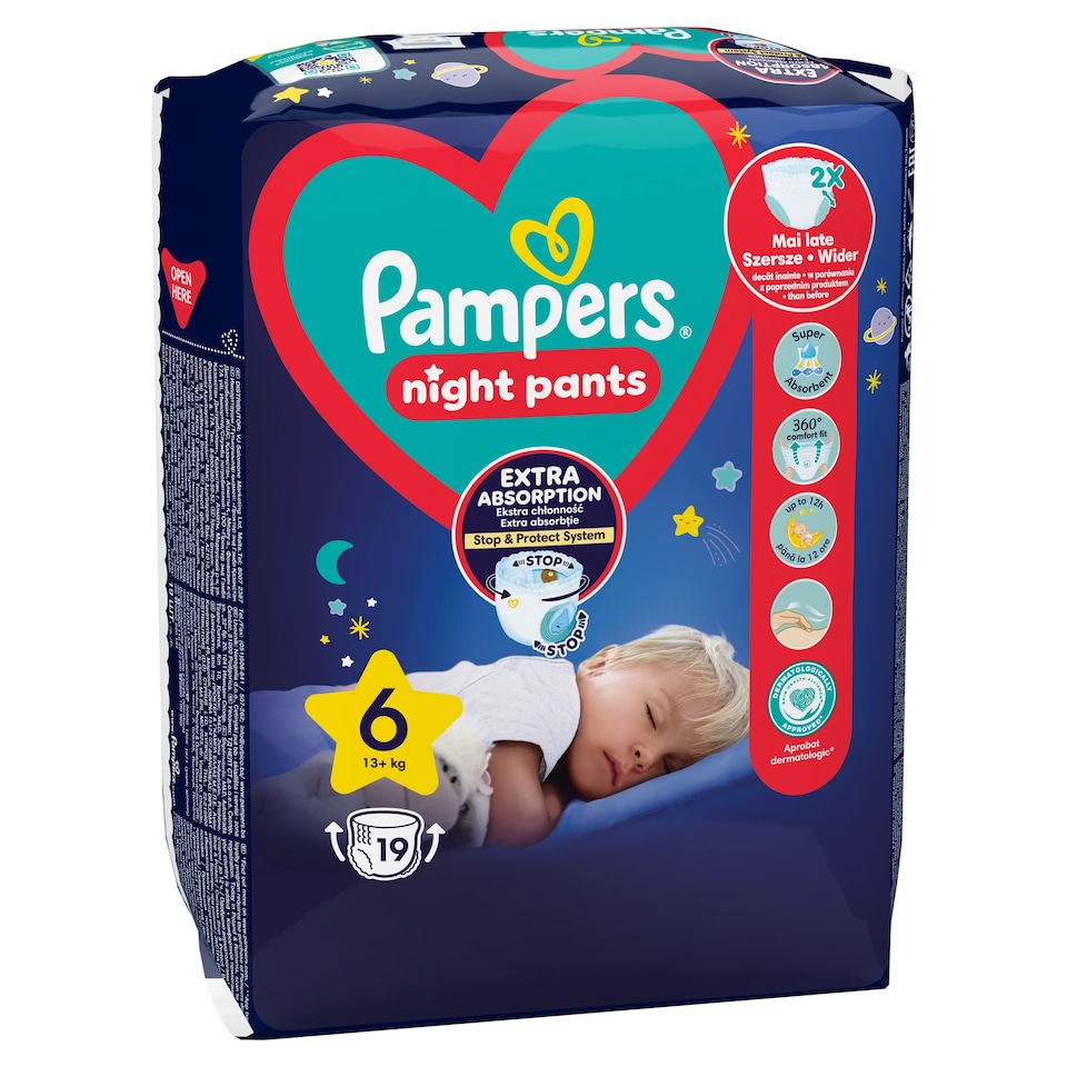 image 1 of Pampers Night Nappy Pants Size 6, 19 Nappies, 13kg+