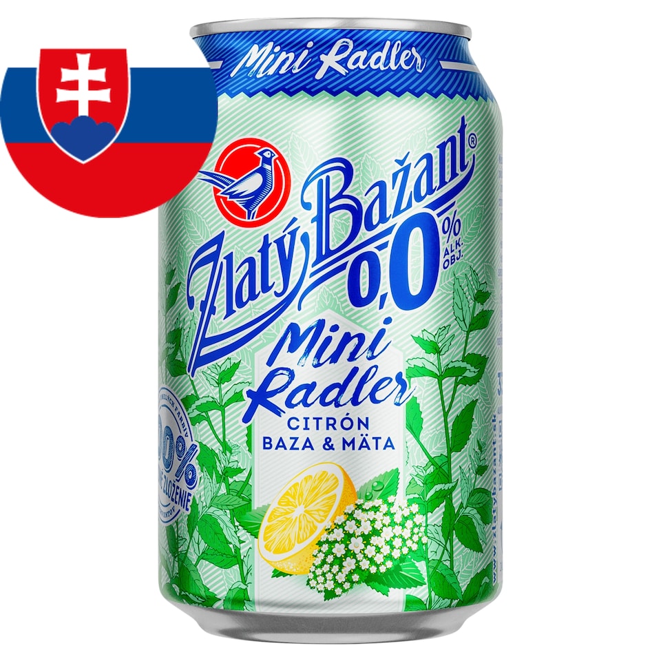 Zlatý Bažant Radler 0.0% Lemon Elderberry Mint 330 ml