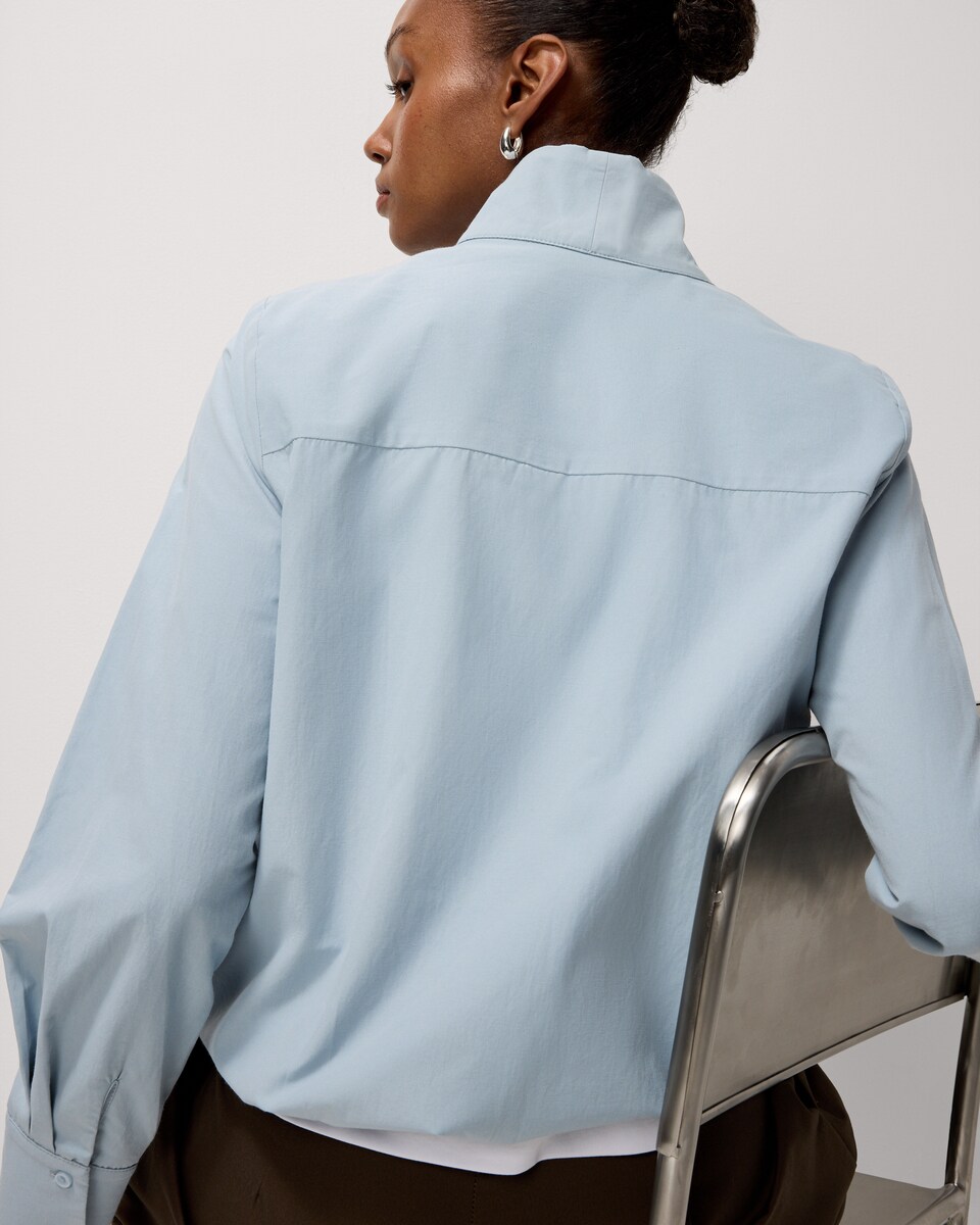 image 1 of F&F Funnel Neck Shirt in Blue