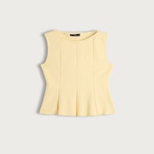 F&F Pleated Sleeveless Peplum Top in Yellow