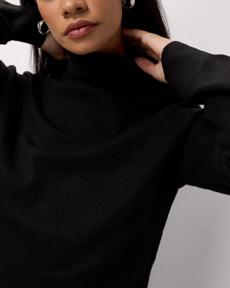 image 1 of F&F Roll Neck Jumper in Black