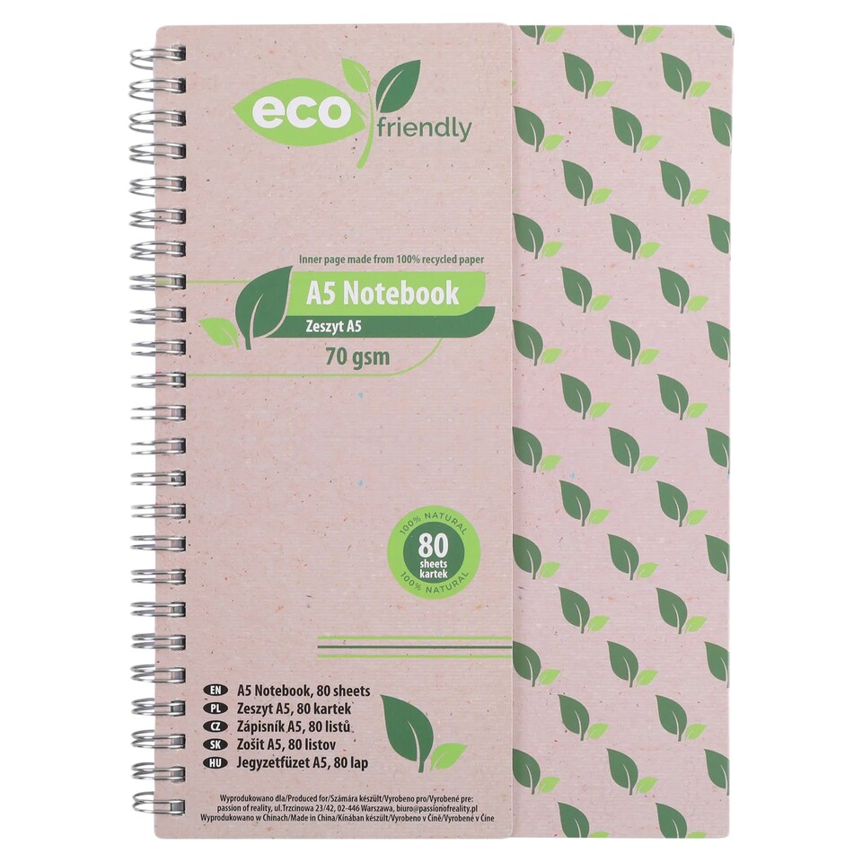 Eco Friendly A5 jegyzetfüzet 80 lap