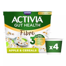 Activia Fibre Gut Health Yoghurt - Apple & Cereals 4x115g