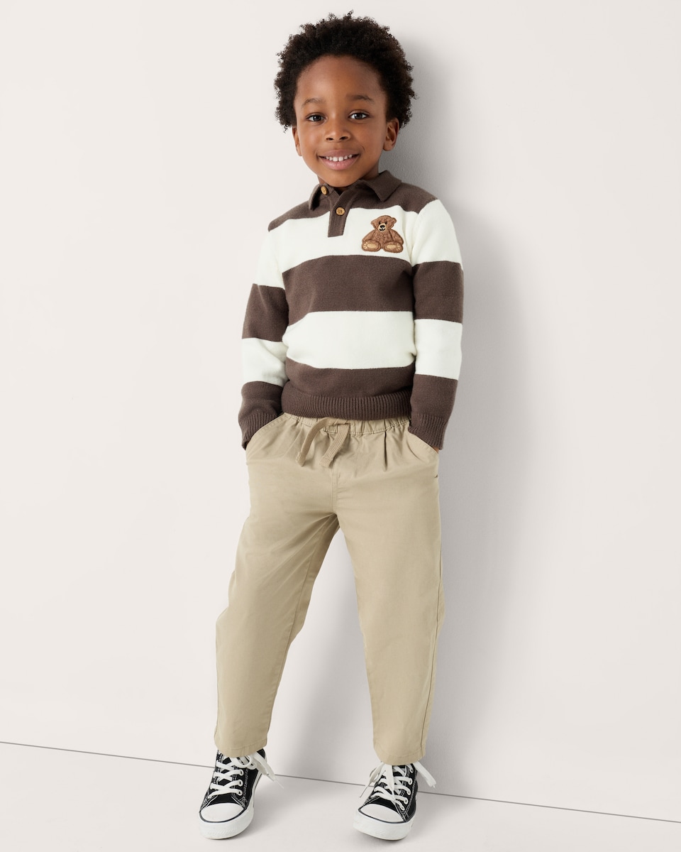 image 1 of F&F Boys Striped Jumper and Trousers Set in Multi Brown