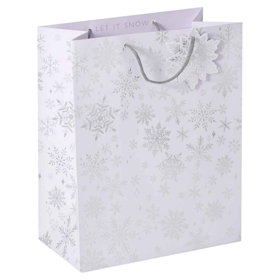 Tesco White Snowflake Large Christmas Gift Bag
