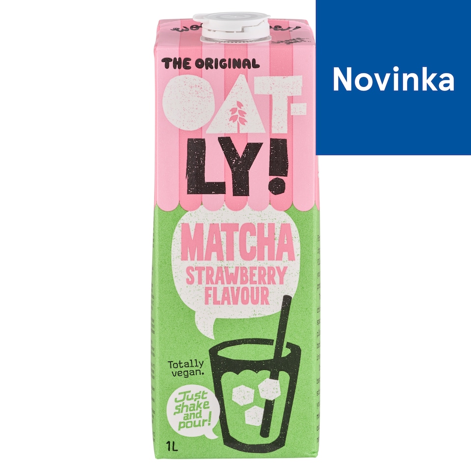obrázok 1 z Oatly! Matcha Strawberry ovsený nápoj s matcha zeleným čajom a jahodovou príchuťou 1 l
