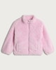 image 4 of F&F Girls Borg Textured Zip Up Jacket in Pink