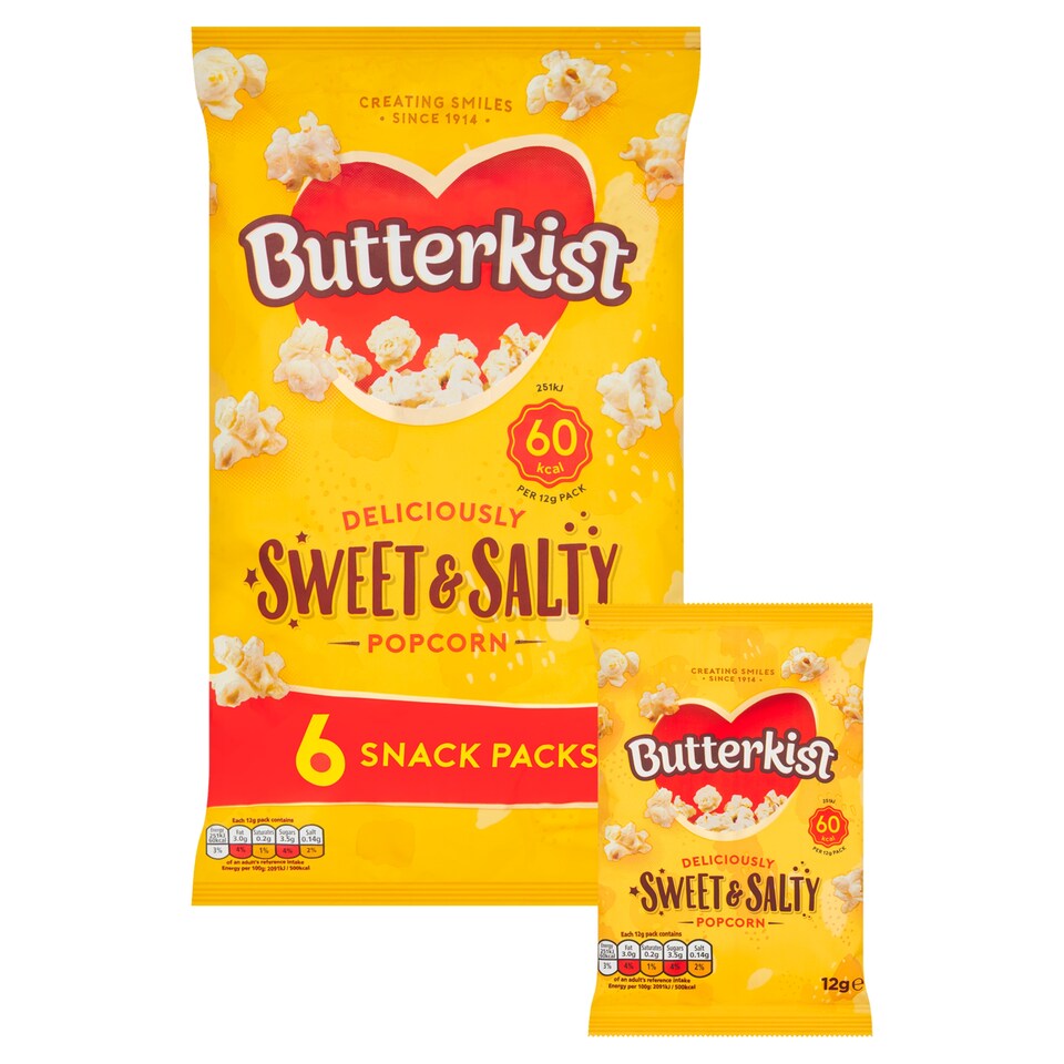 image 1 of Butterkist Sweet & Salted Popcorn 6X12g