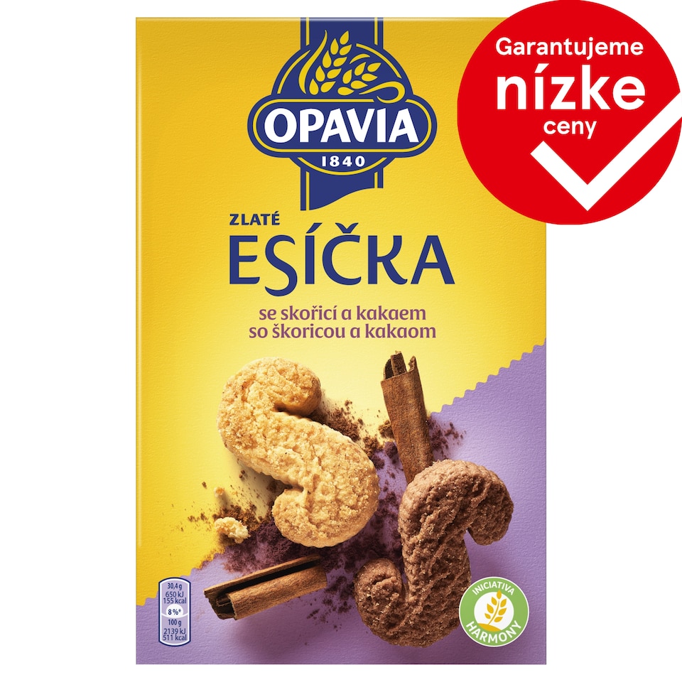 Opavia Zlaté Esíčka Biscuits with Cinnamon and Cocoa 220 g