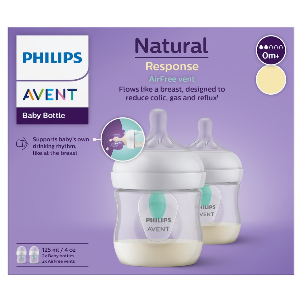 Philips Avent Natural Response Bottle AirFree Vent 0m+ 2 x 125ml