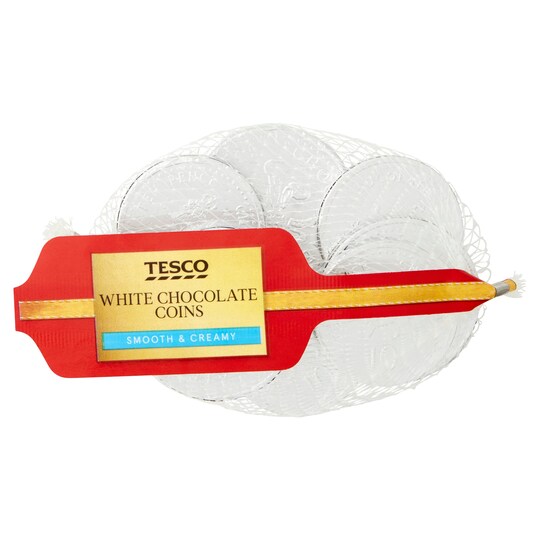 Tesco White Chocolate Coins 70G Tesco Groceries