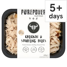 PUREPOWER Nutrition CHICKEN & STUFFING FRIES  Pulled Chicken, stuffing, gravy & fries 400g