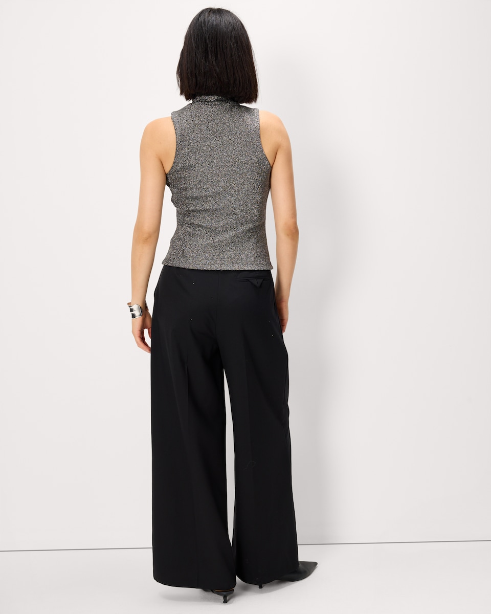 image 1 of F&F Glitter High Neck Vest in Black