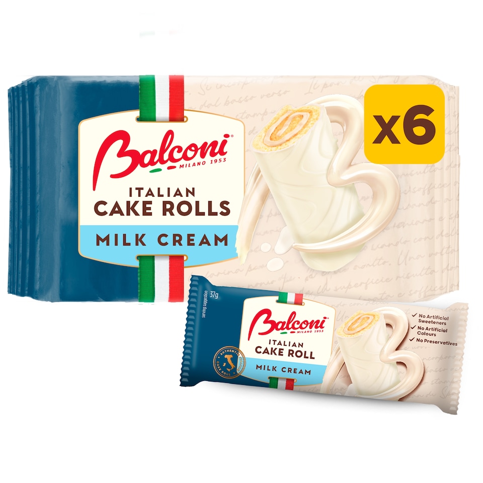 Balconi Italian Cake Rolls Milk Cream 6x37g