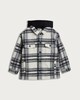 image 4 of F&F Boys Brushed Check Print Hooded Shacket in Grey