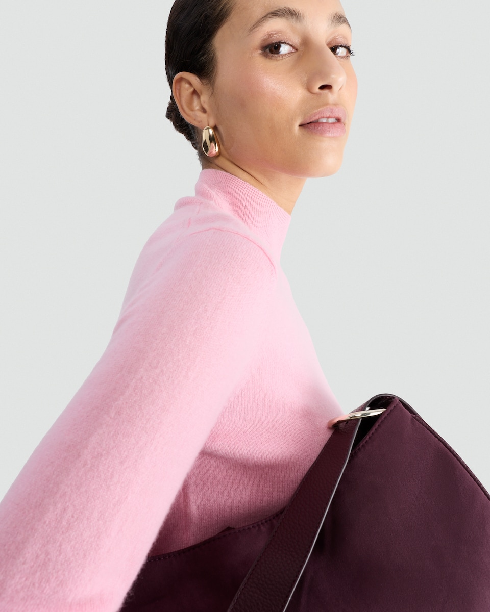 image 1 of F&F Premium Pure Cashmere High Neck Jumper in Pink