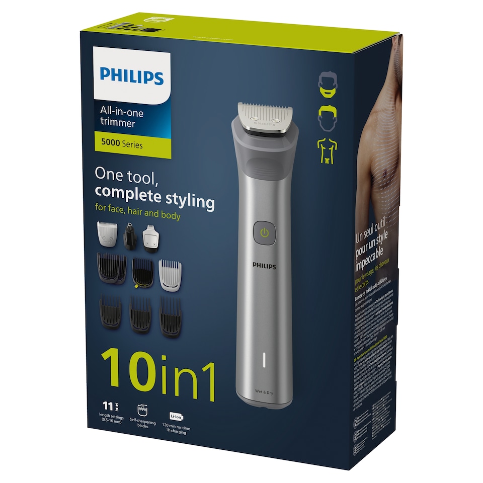 image 1 of Philips Series 5000 Multigroom, 10-in-1, Trimmer for Face, Head, and Body-MG5920/15