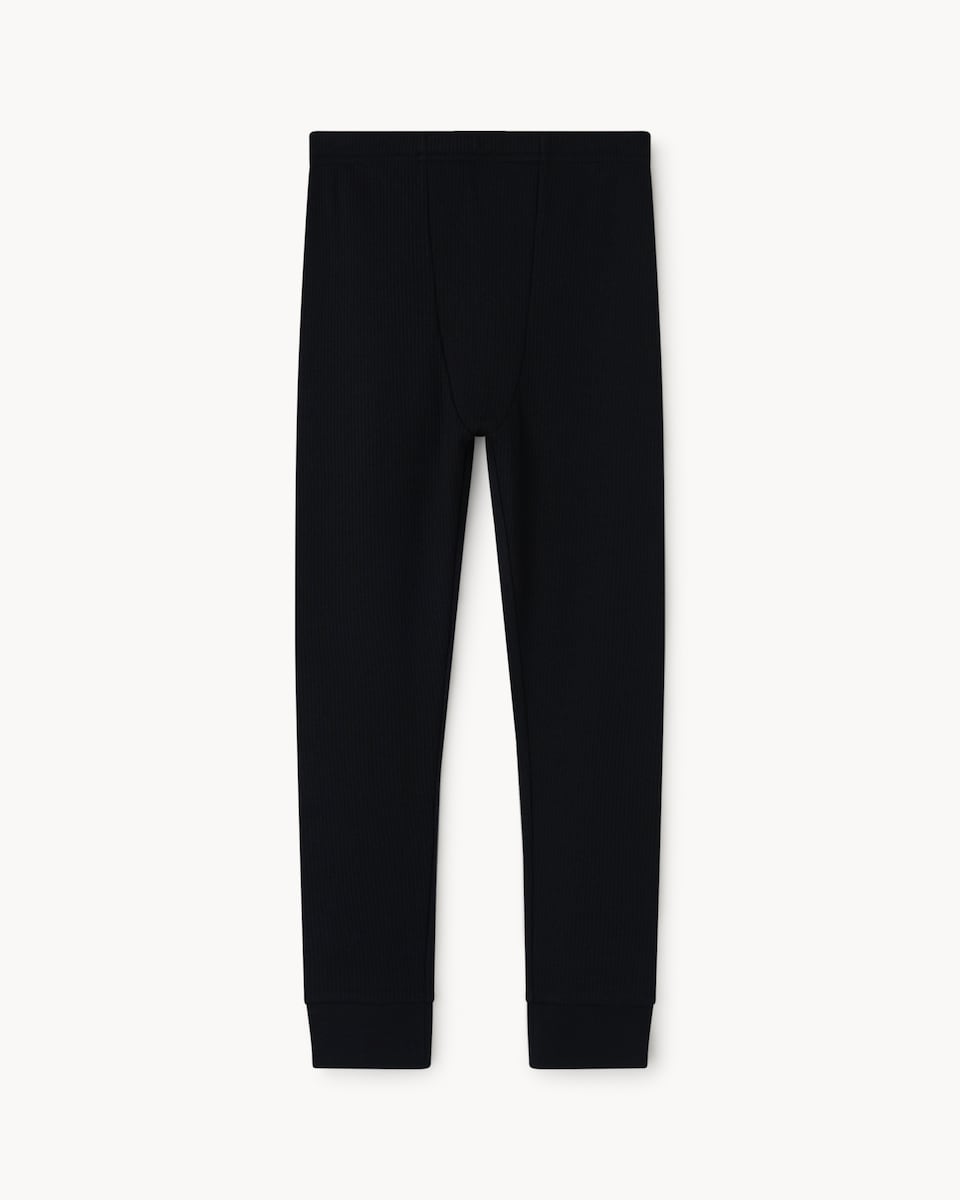 image 1 of F&F Boys WARMPLUS™ Ribbed Thermal Long Johns in Black