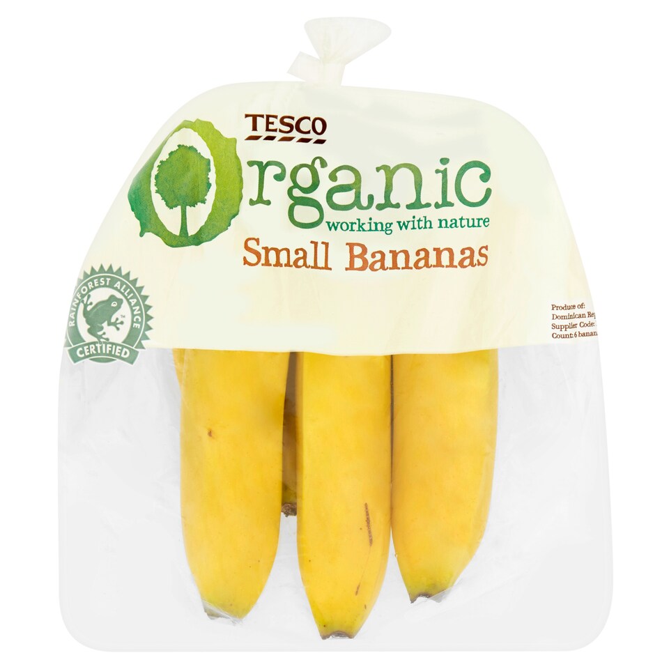 image 1 of Tesco Organic Small Bananas 6 Pack