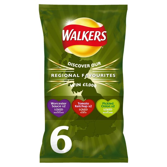 Walkers Regional Favourites Vty Crisps 6x25g Tesco Groceries