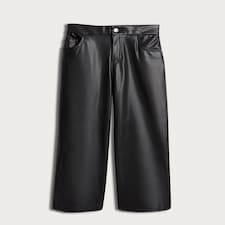 F&F Girls Faux Leather Wide Leg Trousers in Black