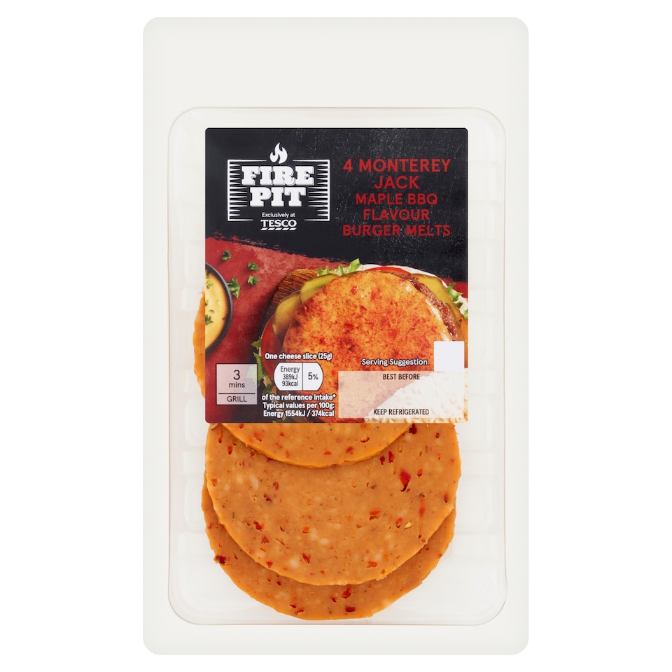 Tesco Fire Pit 4 Monterey Jack Burger Melts 100G