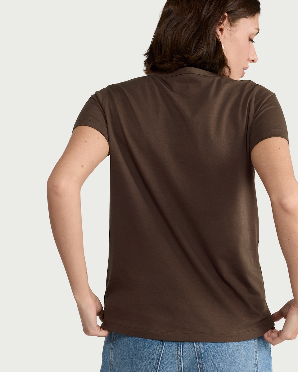image 1 of F&F Pure Cotton Short Sleeved T-Shirt in Brown