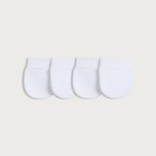 F&F Baby 4-Pack Pure Cotton Scratch Mittens in White