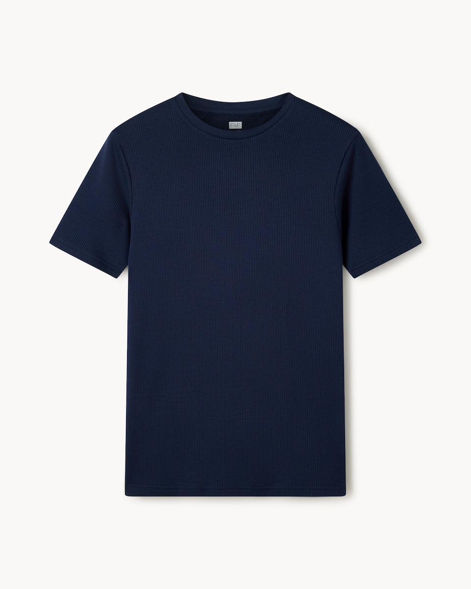 F&F WARMPLUS™ Medium Warmth Ribbed Thermal Short Sleeved T-Shirt in Navy