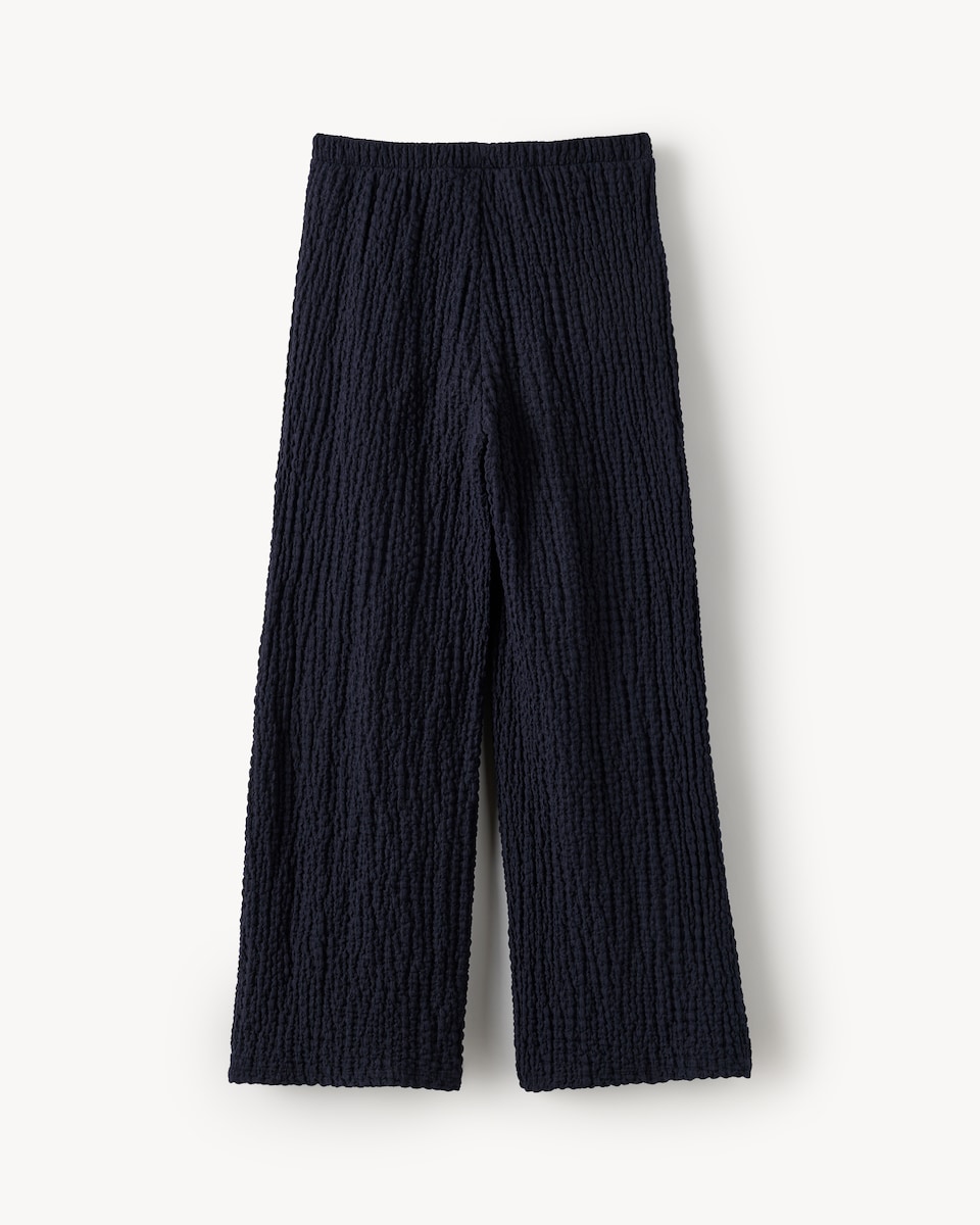 image 1 of F&F Girls Textured Wide Leg Trousers in Navy