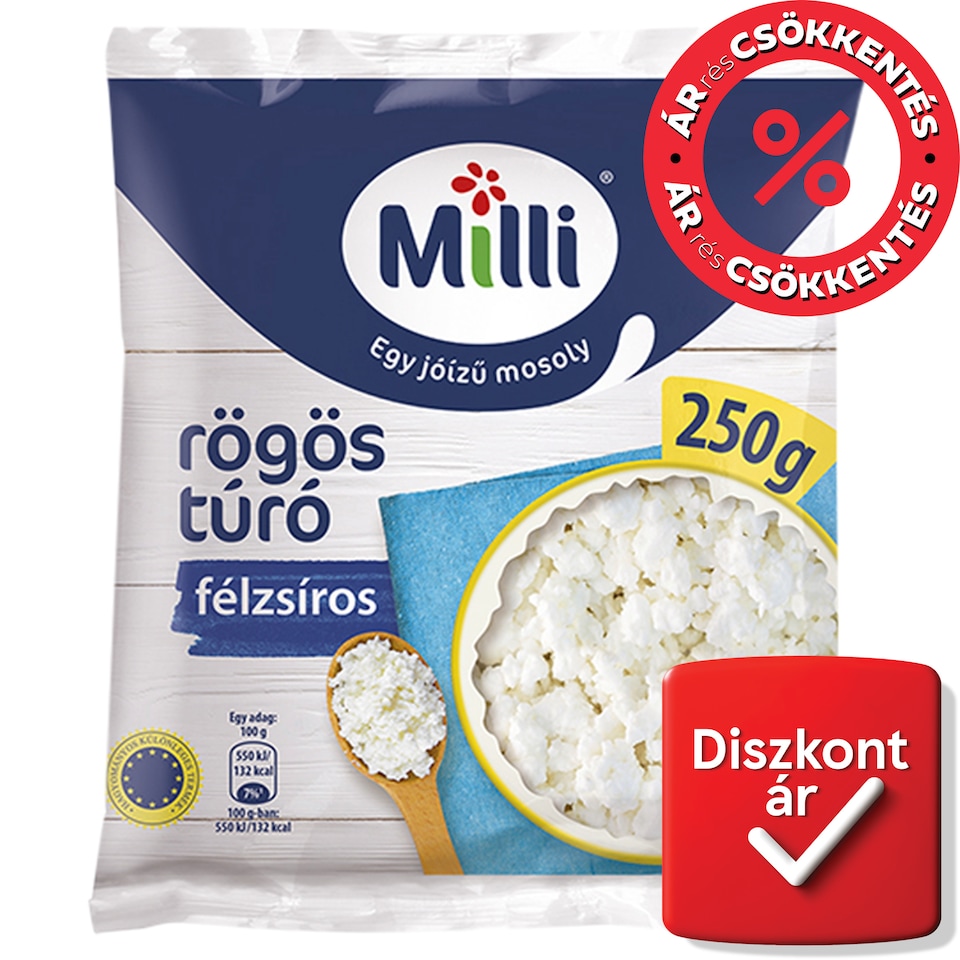 Milli félzsíros rögös túró 250 g
