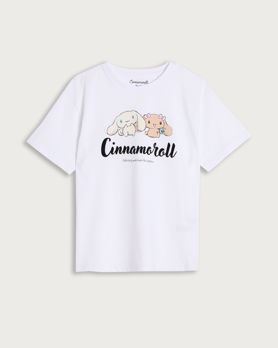 Cinnamoroll Pure Cotton Short Sleeved T-Shirt in White
