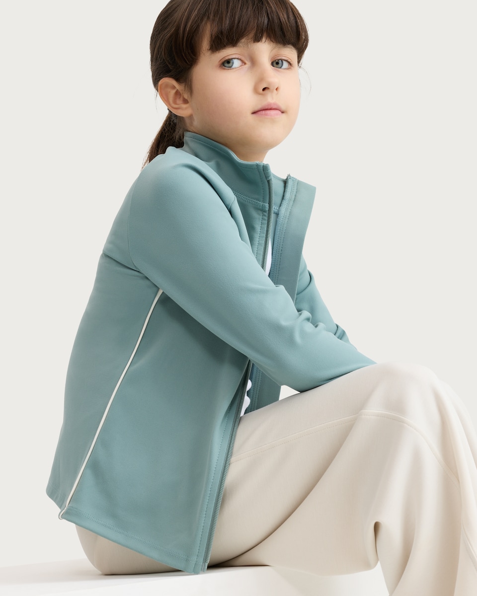 image 1 of F&F Active Girls ULTRAMOVE Zip Up Jacket in Green