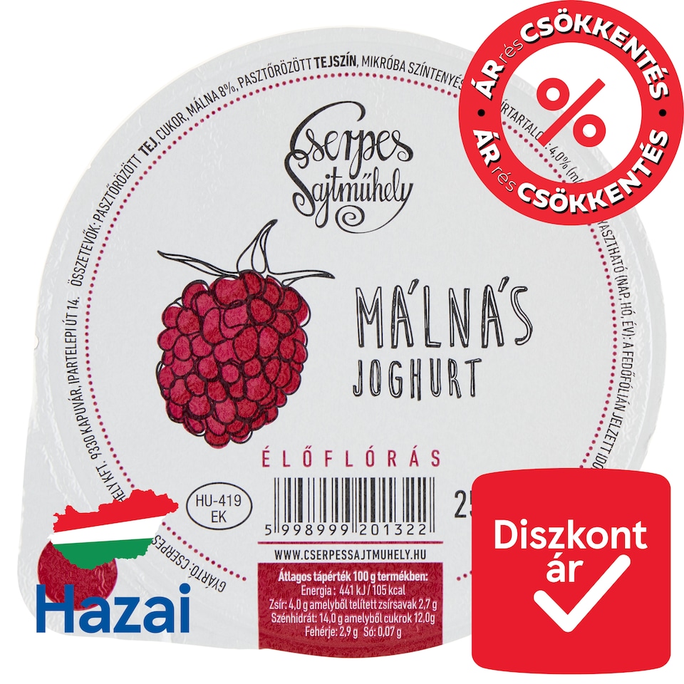 image 1 of Cserpes Sajtműhely Strawberry Flavoured Yoghurt with Live Culture 250 g