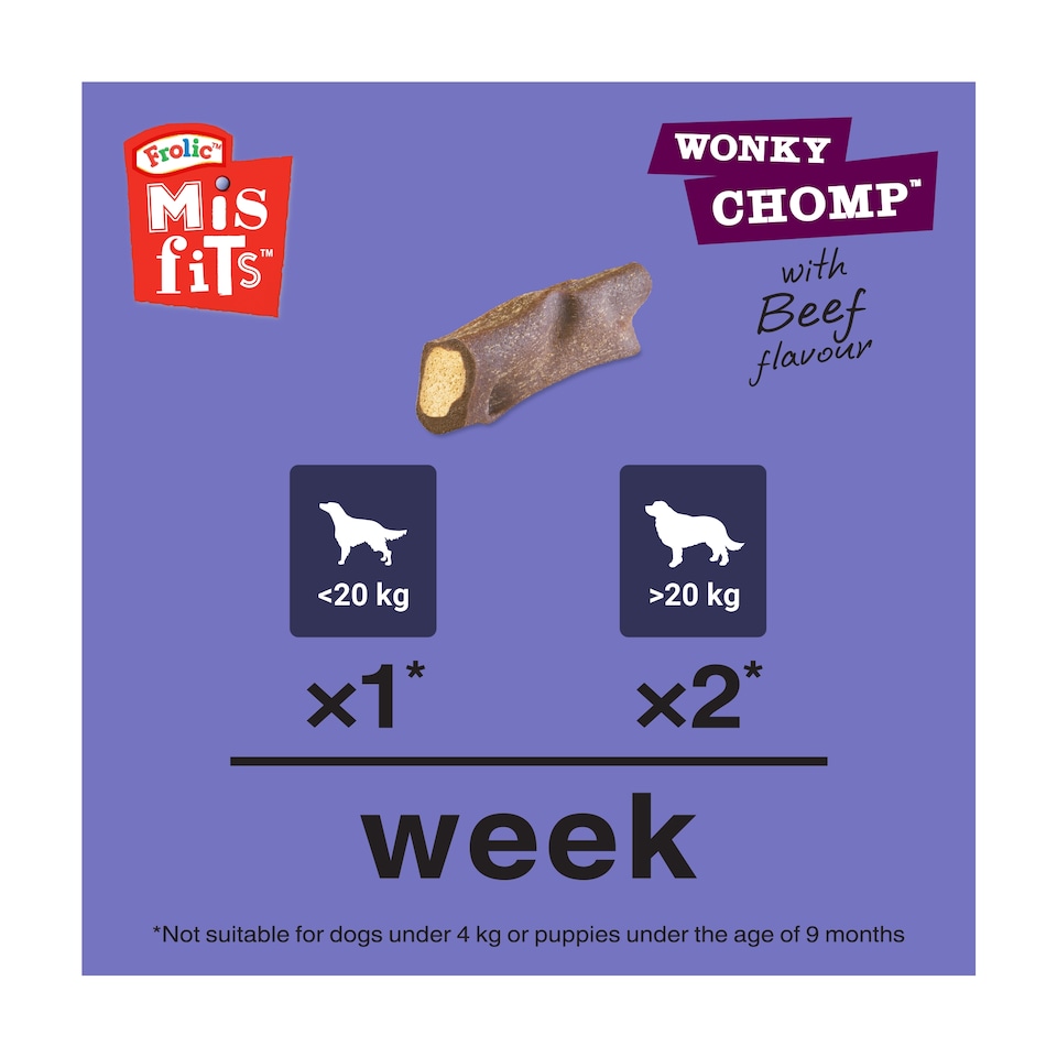 image 1 of Misfits Wonky Chomp Dog Treat Liver 2 Chews 170G