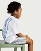 image 3 of F&F Boys 2-Piece Pure Cotton Surf Slogan T-Shirt and Striped Shorts Set in Blue