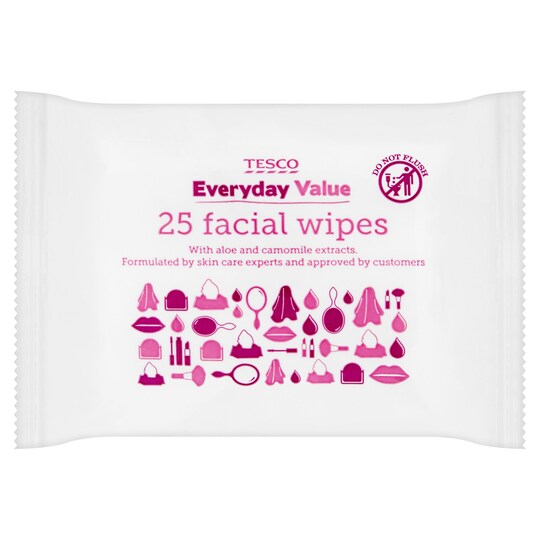 Tesco Every Day Value Facial Wipes 25'S