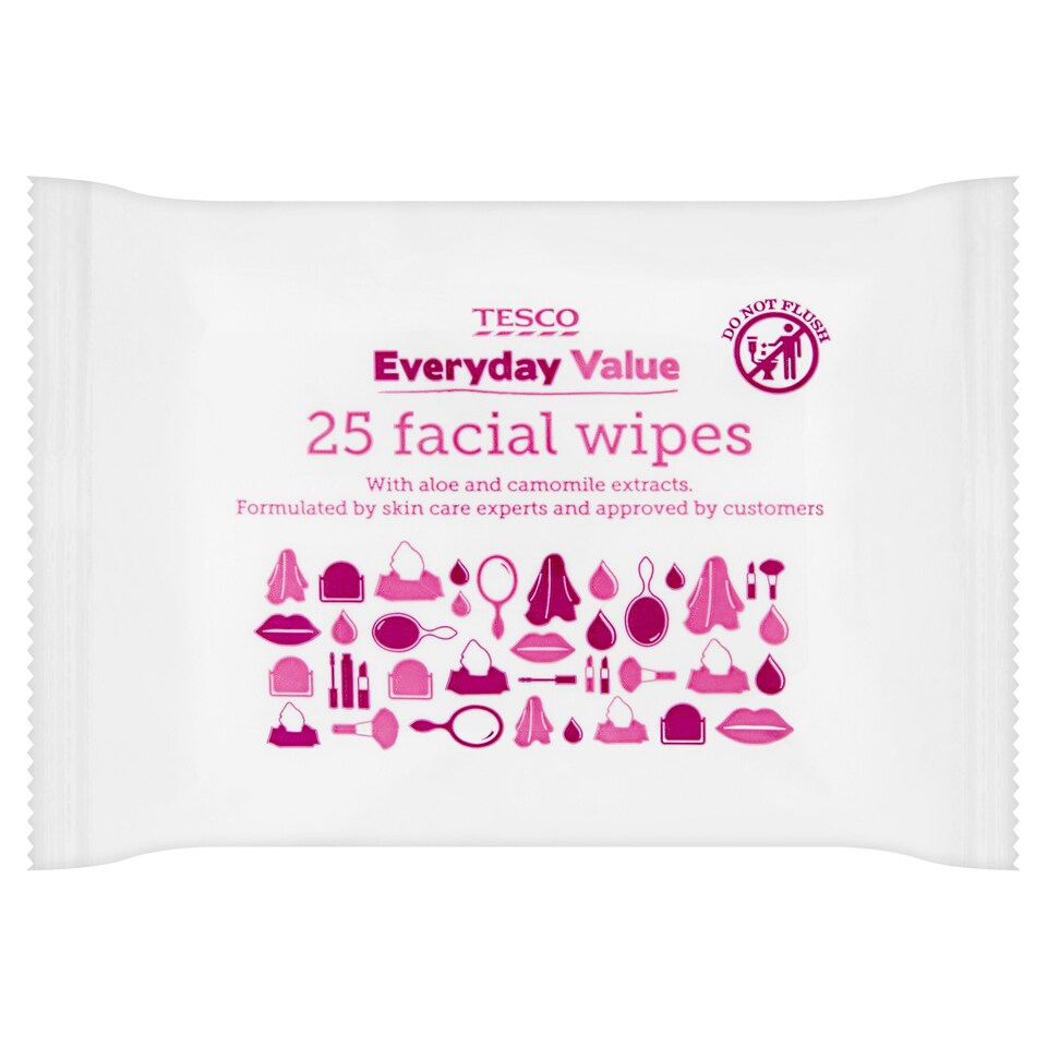 Tesco Every Day Value Facial Wipes 25'S