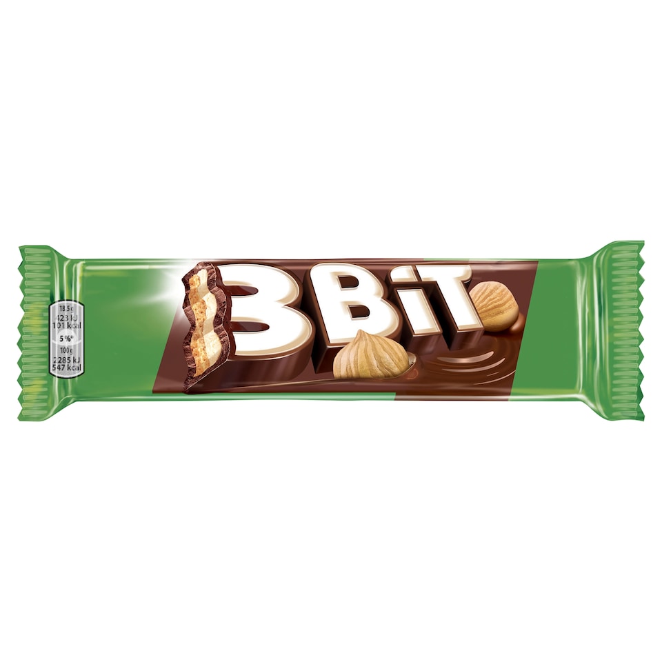 3BIT čokoládová tyčinka so sušienkou v mliečnej čokoláde a lieskoorieškovou náplňou 46 g