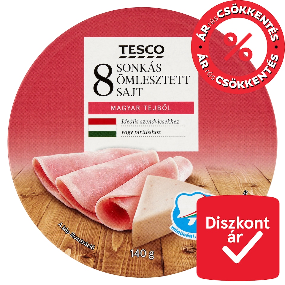 Tesco sonkás ömlesztett sajt 8 db 140 g