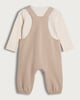 image 2 of F&F Baby 2-Piece Cotton Rich Bear Embroidered Dungaree and Bodysuit Set in Stone