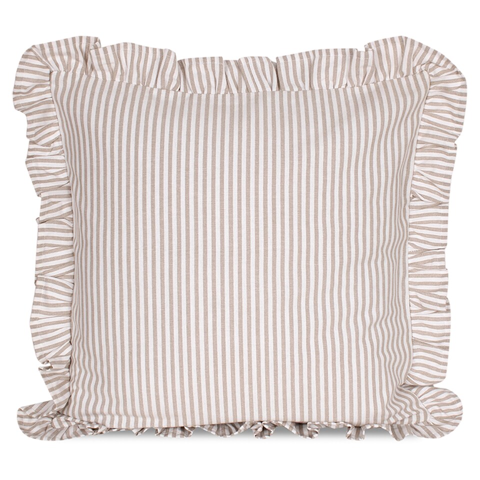 F&F Home Stripe Frill Cushion Neutral