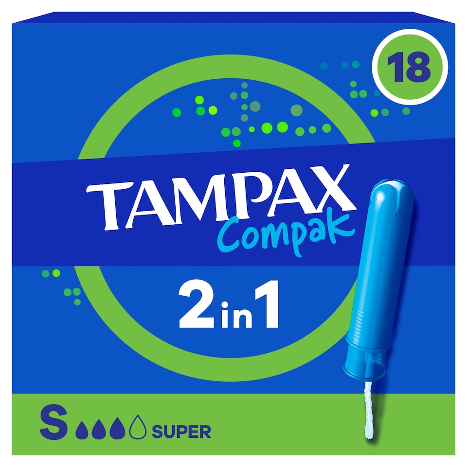 image 1 of Tampax Compak Super Applicator Tampons 18