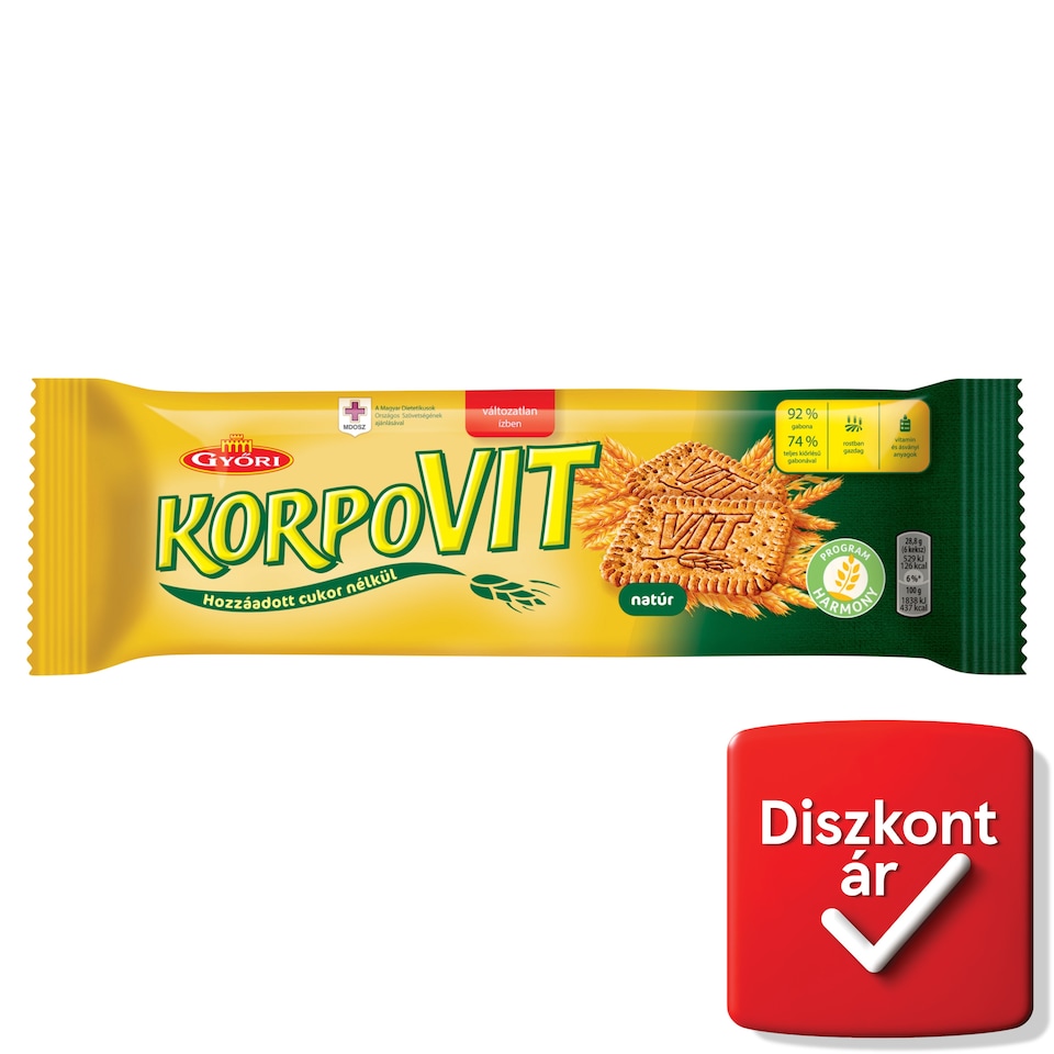 Győri Korpovit ropogós keksz teljes kiőrlésű gabonával 174 g