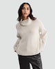 image 1 of F&F Ribbed Cotton Rich Two Tone Roll Neck Jumper in Neutral