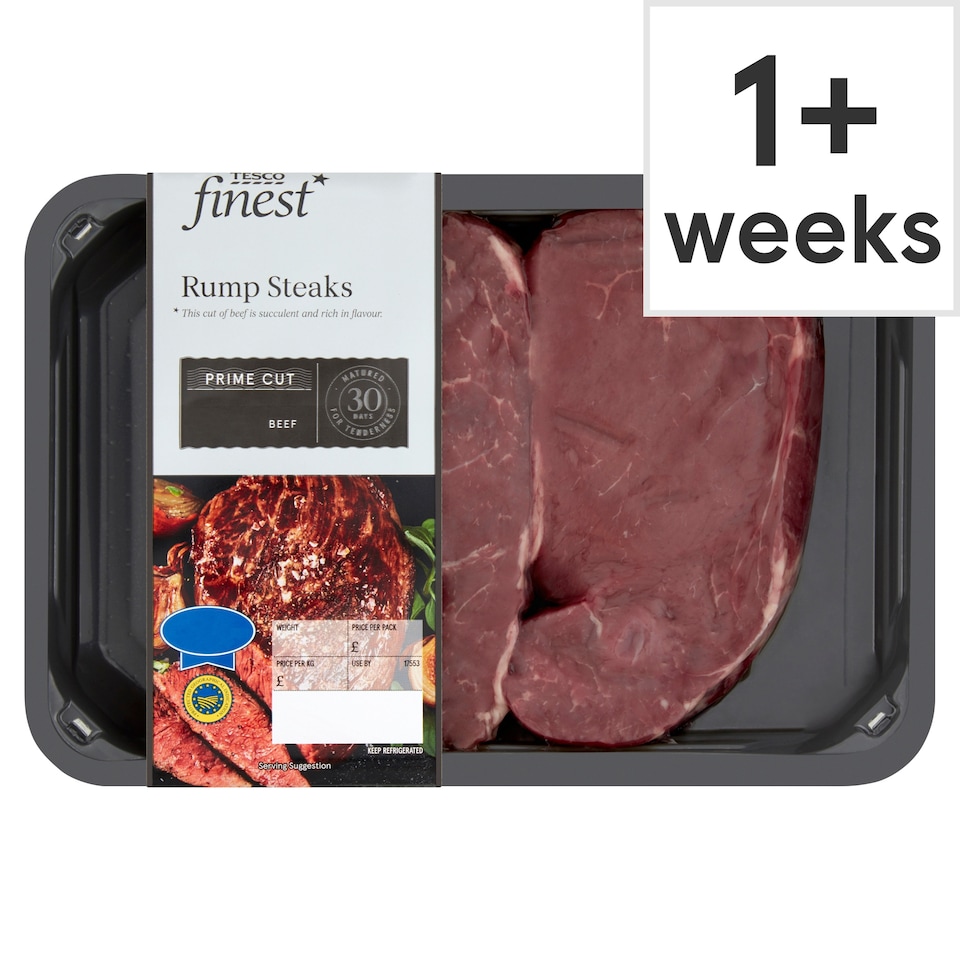 Tesco Finest 2 Beef Rump Steaks 510G