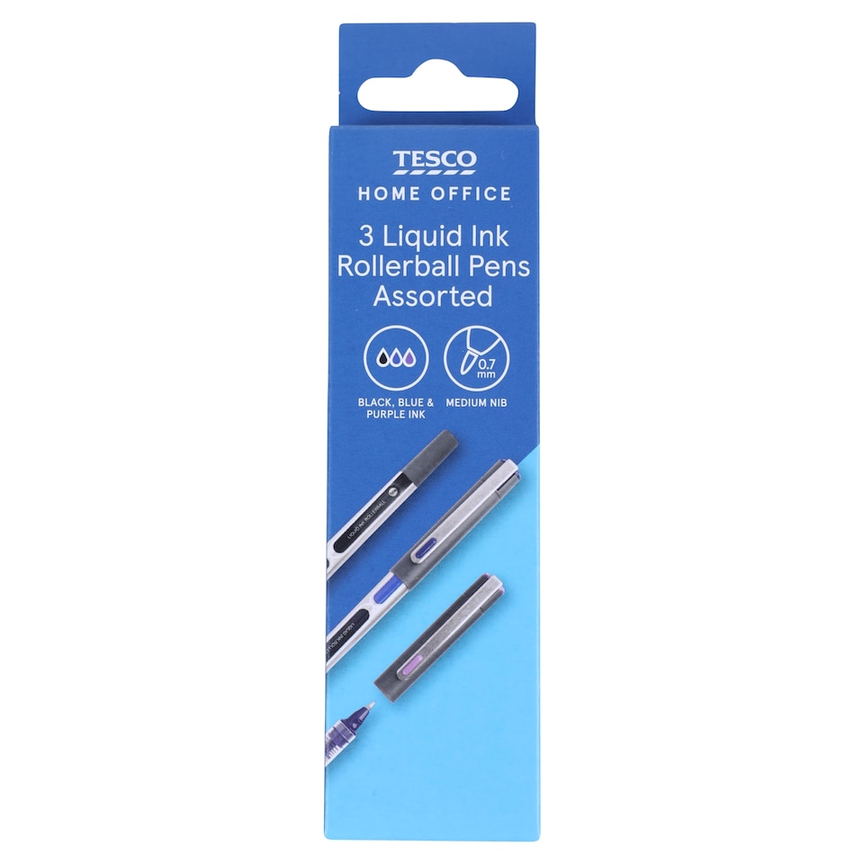 T.Liquid Ink Rollerball Pens Asstd 3 Pack