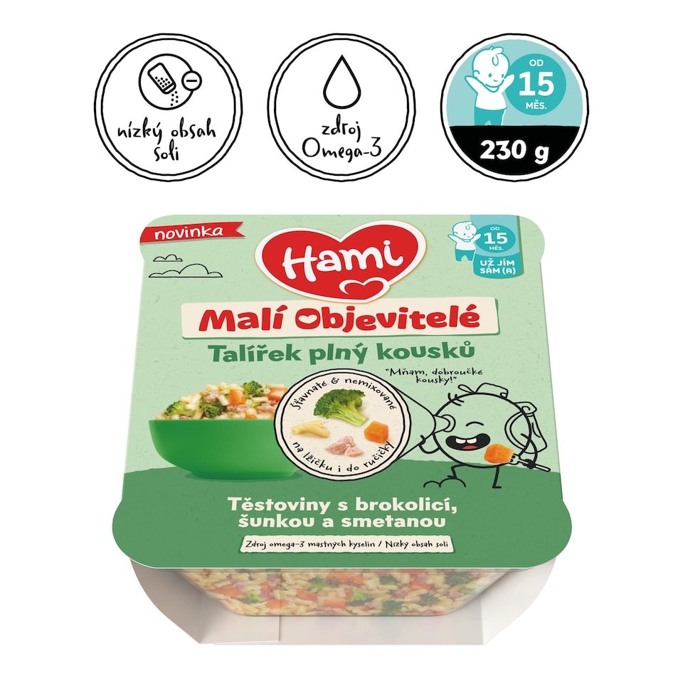 image 1 of HAMI meat and vegetable plate Pasta with broccoli, ham and cream 200 g